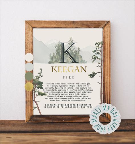 Keegan Personalized Name Meaningcustom First Name Printable Etsy