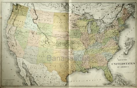 1880 Antique Map Of The United States Of America Large Etsy