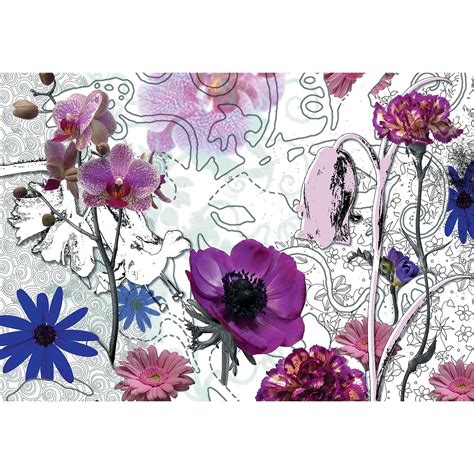 Modern blackwork patterns, blackwork fills & cross stitch patterns : Brewster Home Fashions Komar Purple Wall Mural | Flower ...