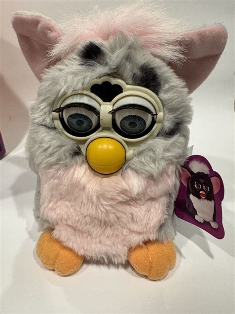 Vintage Furby 1998 Tiger Electronics Pink Gray Cheetah Spotted New Open
