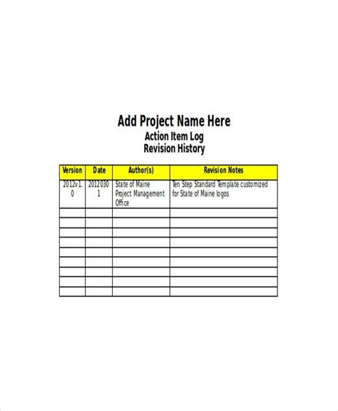 Action Log Templates 12 Free Printable Word Excel And Pdf Layouts