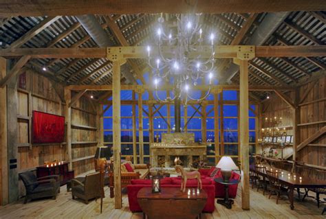There are no load bearing interior walls with single story post frame construction. New River Bank Barn - Contemporary - Living Room - DC ...