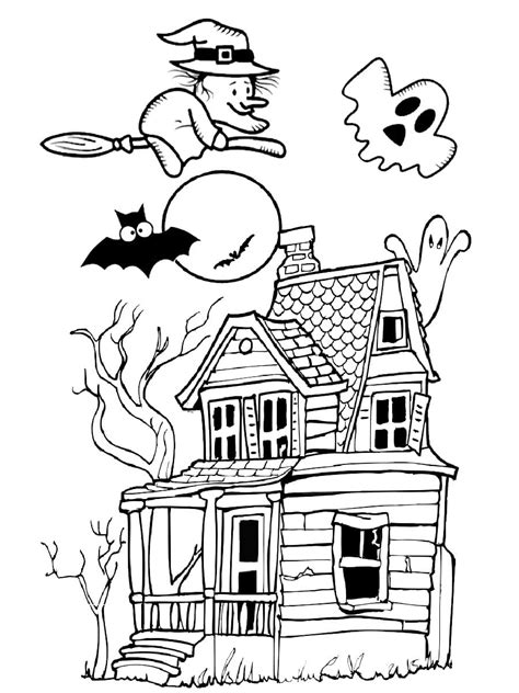 Desenhos De Casa Assombrada Com Fantasmas E Bruxa Para Colorir E