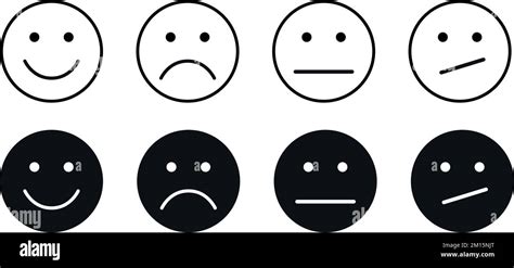 conjunto de iconos de emoji emociones caras diseño plano sencillo arte vectorial imagen