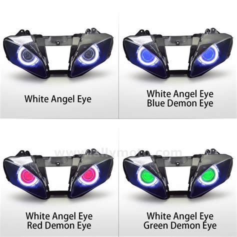 We added led halo's and an led strip at the bottom of the headlight. 035 Headlight Yamaha Yzf R6 2006 2007 Hid Dual Led Angel ...