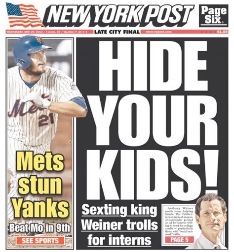 The Top 10 New York Post Covers Featuring Anthony Weiner