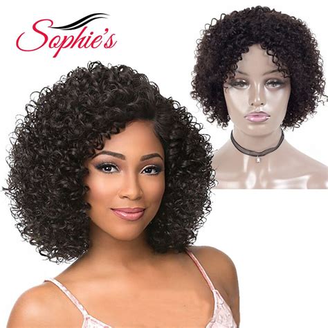 Sophie S Short Human Hair Wigs For Black Women Jerry Curl Human Hair Wigs Non Remy