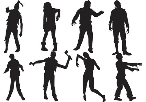 Zombie Silhouettes Vector Download Free Vector Art