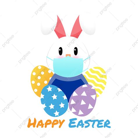 행복한 부활절 토끼 마스크 아름다운 창조적 인 계란 그림 행복한 부활절 토끼 계란 Png 일러스트 및 벡터 에 대한 무료