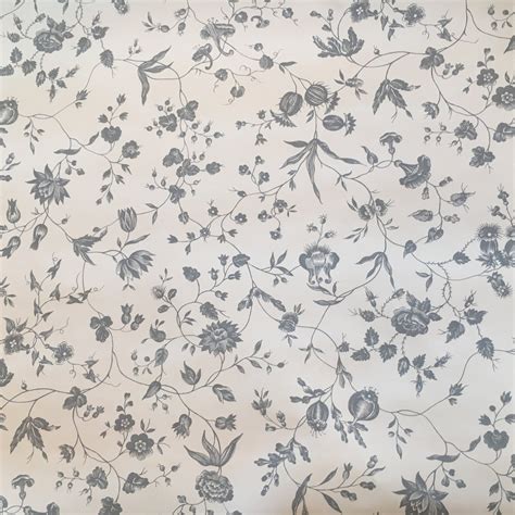 Motif Vintage Wallpaper Grey Toile Floral Vines Etsy