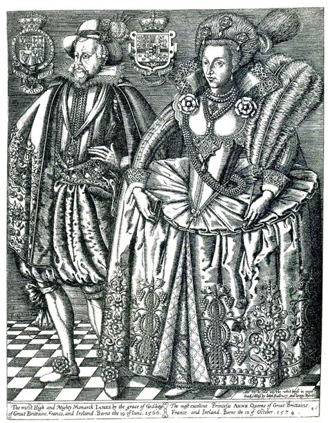 1610 King James I Of England And Anne Of Denmark Queen Consort By