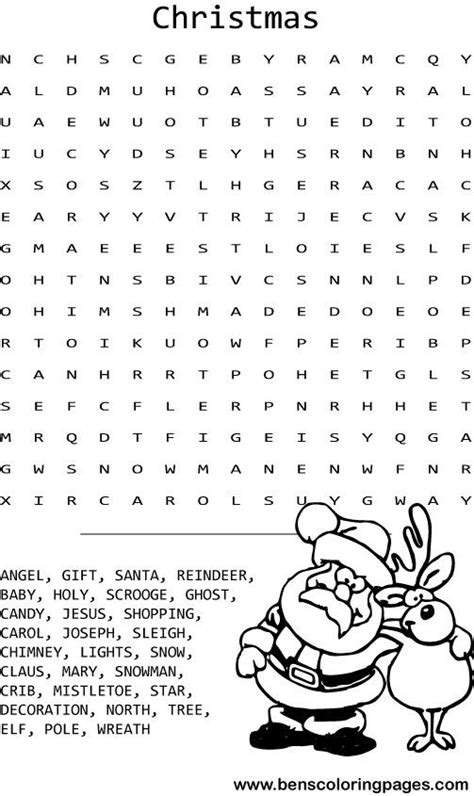 Christmas Word Search Coloring Page Christmas Coloring