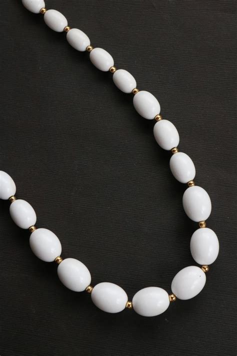 Vintage Monet White Beaded Necklace Etsy White Beaded Necklaces