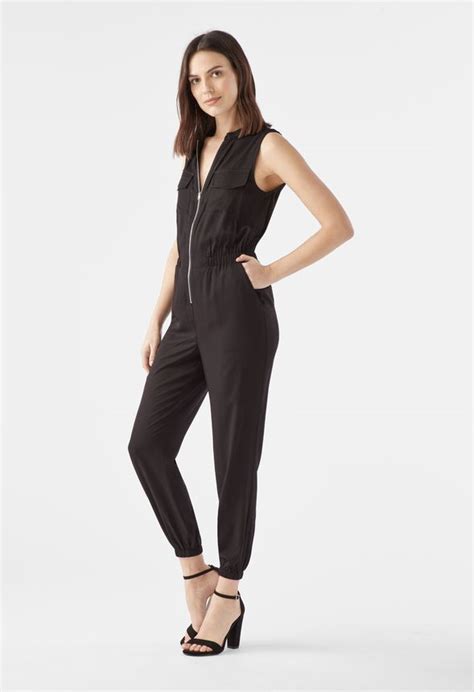 Sleeveless Zip Front Jumpsuit In Black Get Great Deals At Justfab