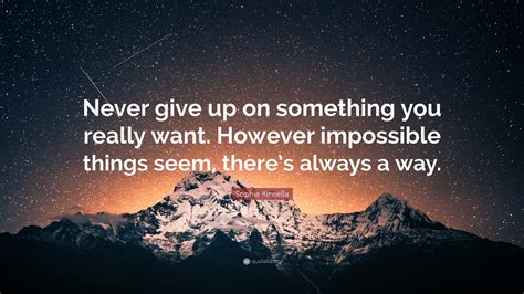 Sophie Kinsella Quote Never Give Up On Something You Really Want