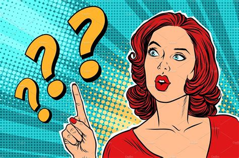 Portraits of thinking people with question marks. question mark, thinking woman | Retro vector illustration ...