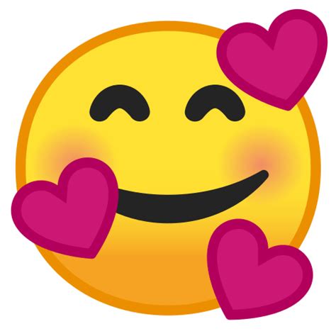 Smiley Face Emoji With Three Hearts Imagesee