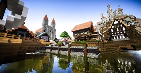 Minecraft Mittelalter Stadt mit Burg v 1 7 5 Maps Mod für Minecraft