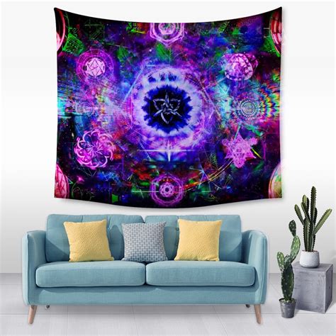 Colorful Psychedelic Tapestry Wall Hanging Large Abstract Hippie Trippy