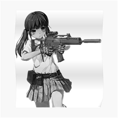 Anime Girl With Gun Otaku Posters Redbubble