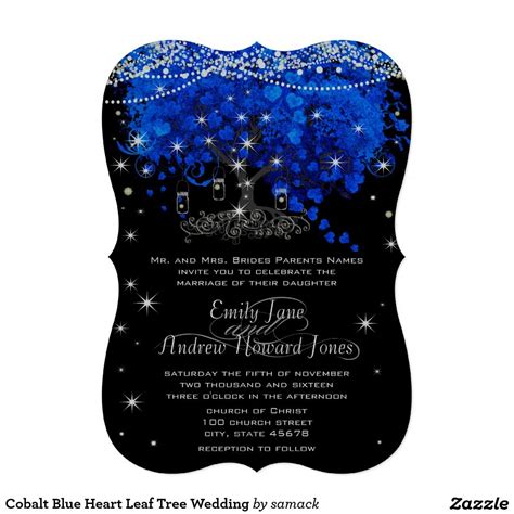 Shop the latest royal blue wedding invitations deals on aliexpress. Cobalt Blue Heart Leaf Tree Wedding Invitation | Zazzle ...