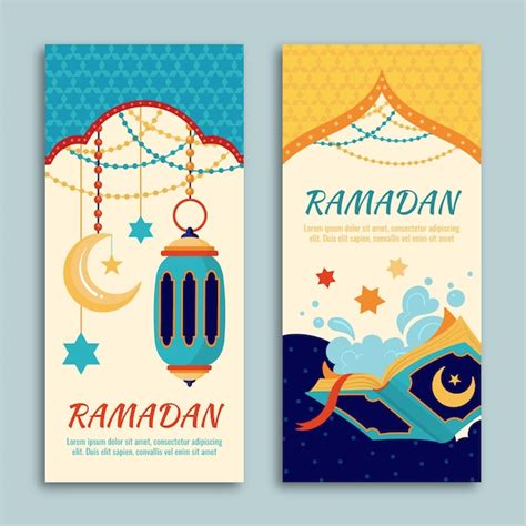 Free Vector Hand Drawn Ramadan Banners Template