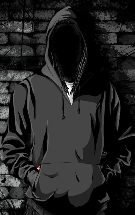 Hooded Man Gambar Kehidupan Seni Gelap Seni Jalanan