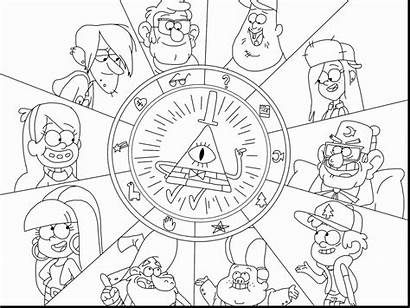 Gravity Coloring Pages Falls Characters Waterfall Adults