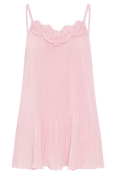 Yours London Pink Pleat Lace Cami Yours Clothing