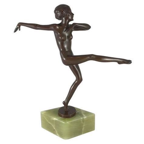 Art Deco Bronze Dancer On Onyx Base By Josef Lorenzl Austria C