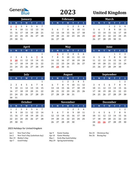 2023 United Kingdom Calendar With Holidays 2023 United Kingdom