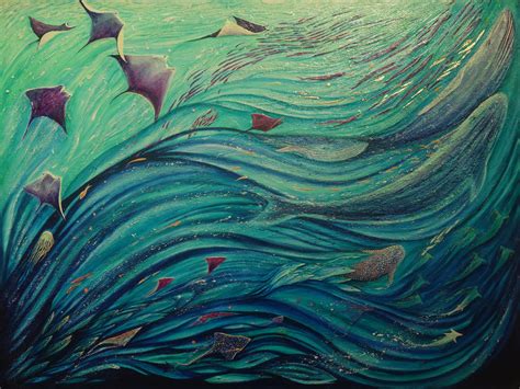 Sea Life Wave Original Painting Deep Impressions Underwater Art