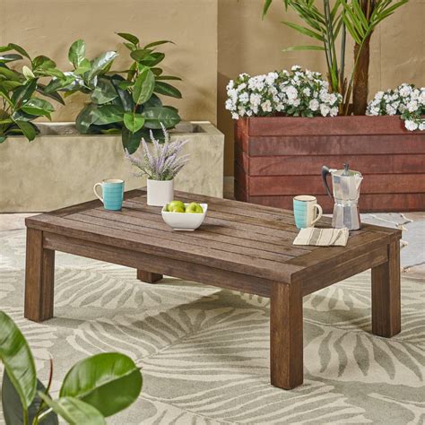 Avalynn Outdoor Acacia Wood Coffee Table Brushed Brown