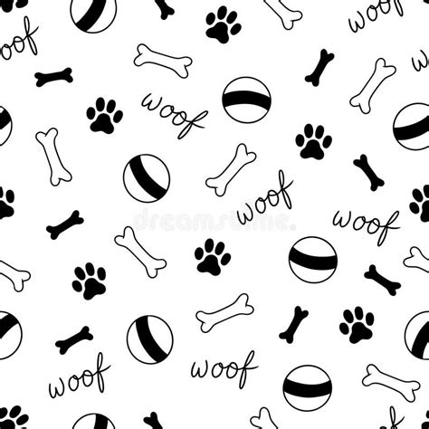 Dog Bone Seamless Pattern Dog Footprint Stamp Bone Toy Background