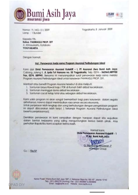 Surat Permohonan Kerjasama Asuransi  IMAGESEE