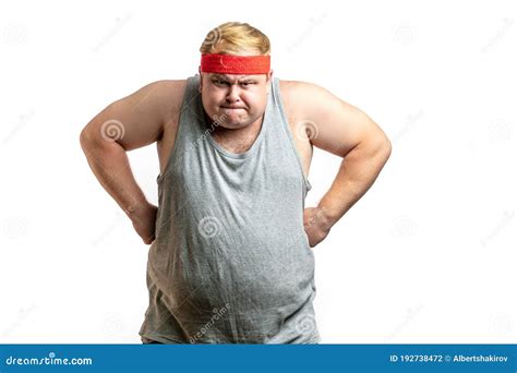 Fat Man Feeling Furious In Fight Stance Ready To Hit White Isolated