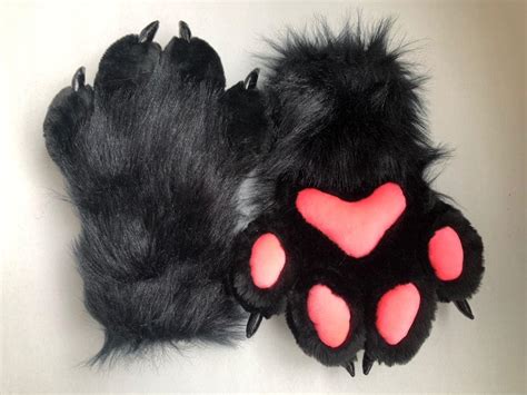 black fur paws without claws indoor fursuit feet paws fluffy furry fursuit paws boots shoes