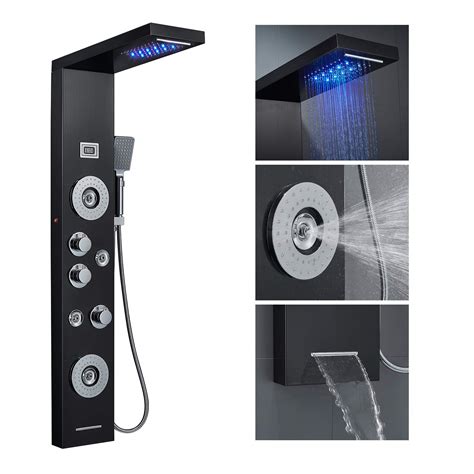 Buy Popfly Shower Panel Tower System Stainless Steel Multi Rainfall Waterfall Led Shower