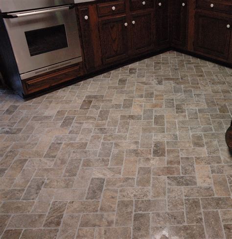 Custom Bathroom Remodeling Natural Stone Herringbone Tile Floor