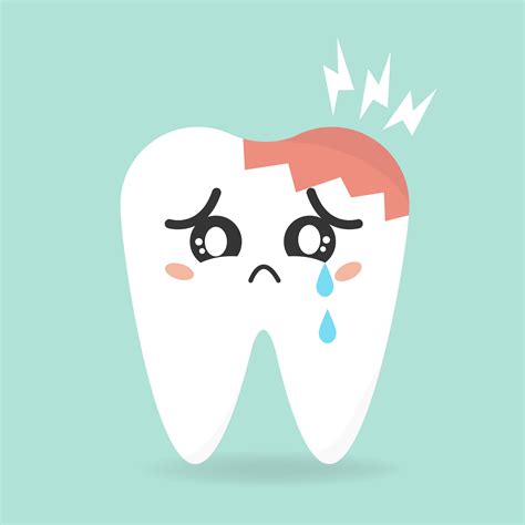 Vector Cartoon Sick Tooth Decay And Destroy Tooth Unique Smiles