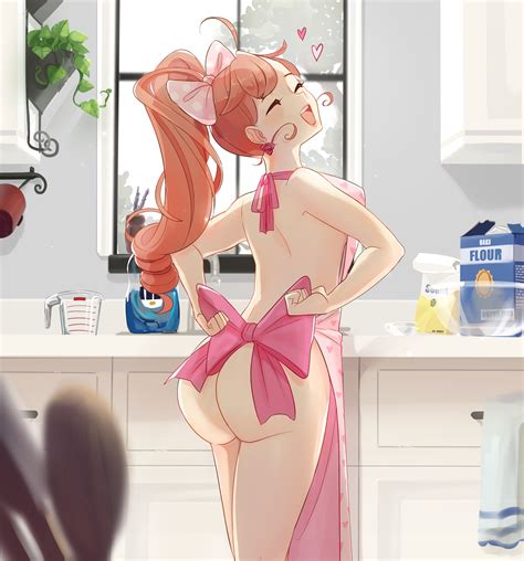 Rule 34 1girls Apron Apron Only Ass Back View Big Ass Closed Eyes