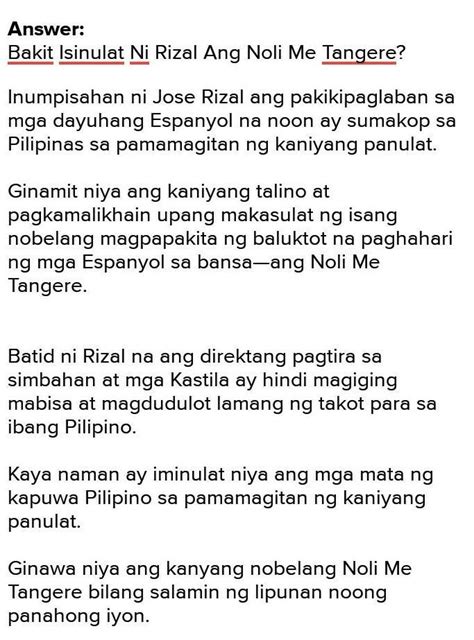 Bakit Isinulat Ni Jose Rizal Ang Noli Me Tangere Lahat Ng Uri Ng Mga