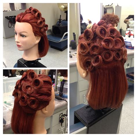 Up Do Pin Curls Mannequin Styles Hair Styles Retro