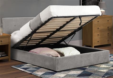 Shoreditch Grey Velvet Ottoman Storage Bed Frame 5ft King Size