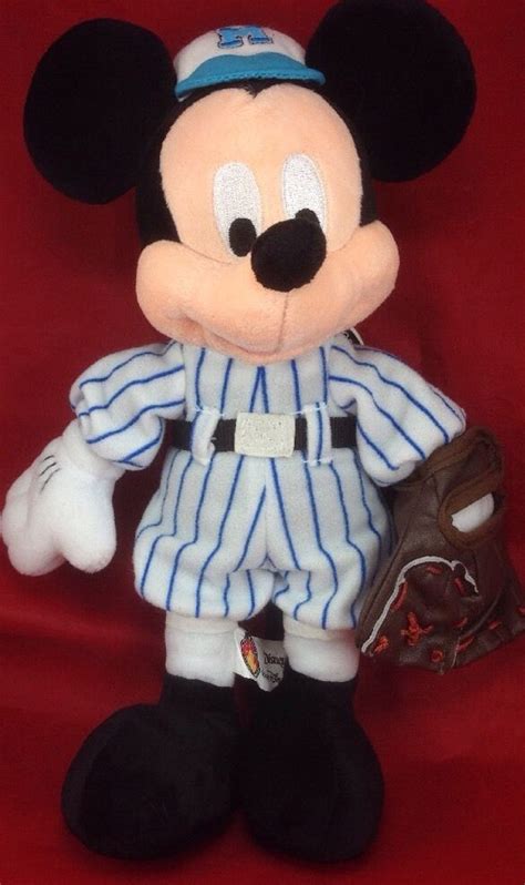 Disney Parks Mickey Mouse Stuffed Animal Plush Baseball Uniform Glove