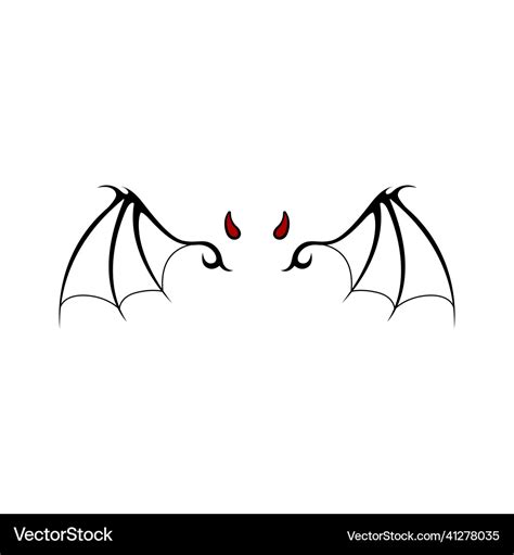 Isolated Demon Wings With Horns Tattoo Fantasy Vector Image