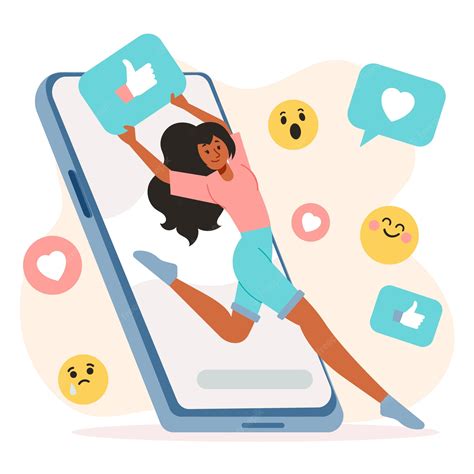 Free Vector A Woman Addicted To Social Media