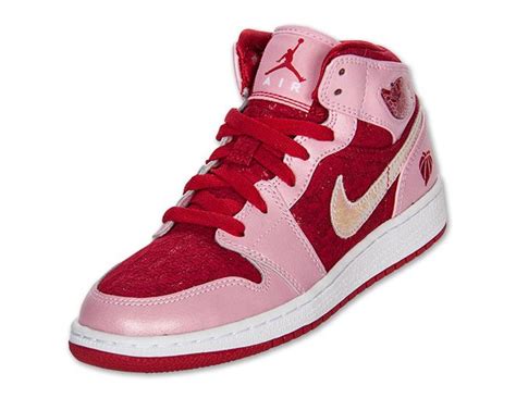 air jordan 1 mid gs “valentine s day” a pearlized swoosh adds glimmer to the model while a