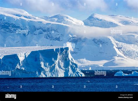 Antarctica Glaciers Icebergs And Mountain Scenery At Dorian Bay Stock