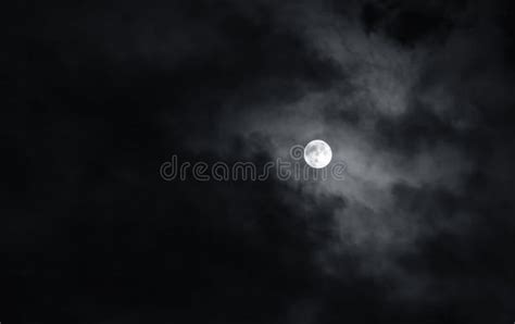 Full Moon With Dark Clouds In The Night Sky Stock Image Image Of